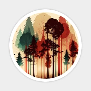 Autumm Forest Minimal Design, Adventure and Hiking Magnet